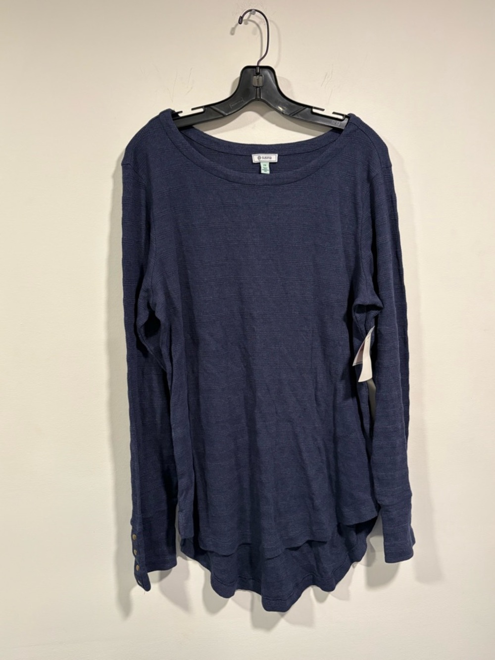 Susina Navy Lightweight Long-Sleeve Scoop Neck Knit